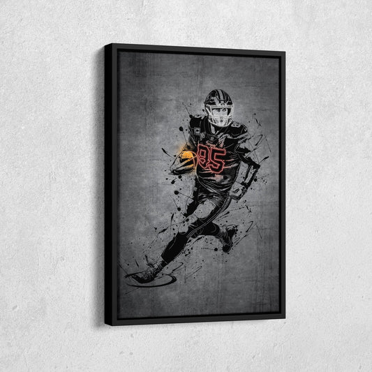 George Kittle Neon Canvas Art | Modern Wall Decor for 49ers Fans