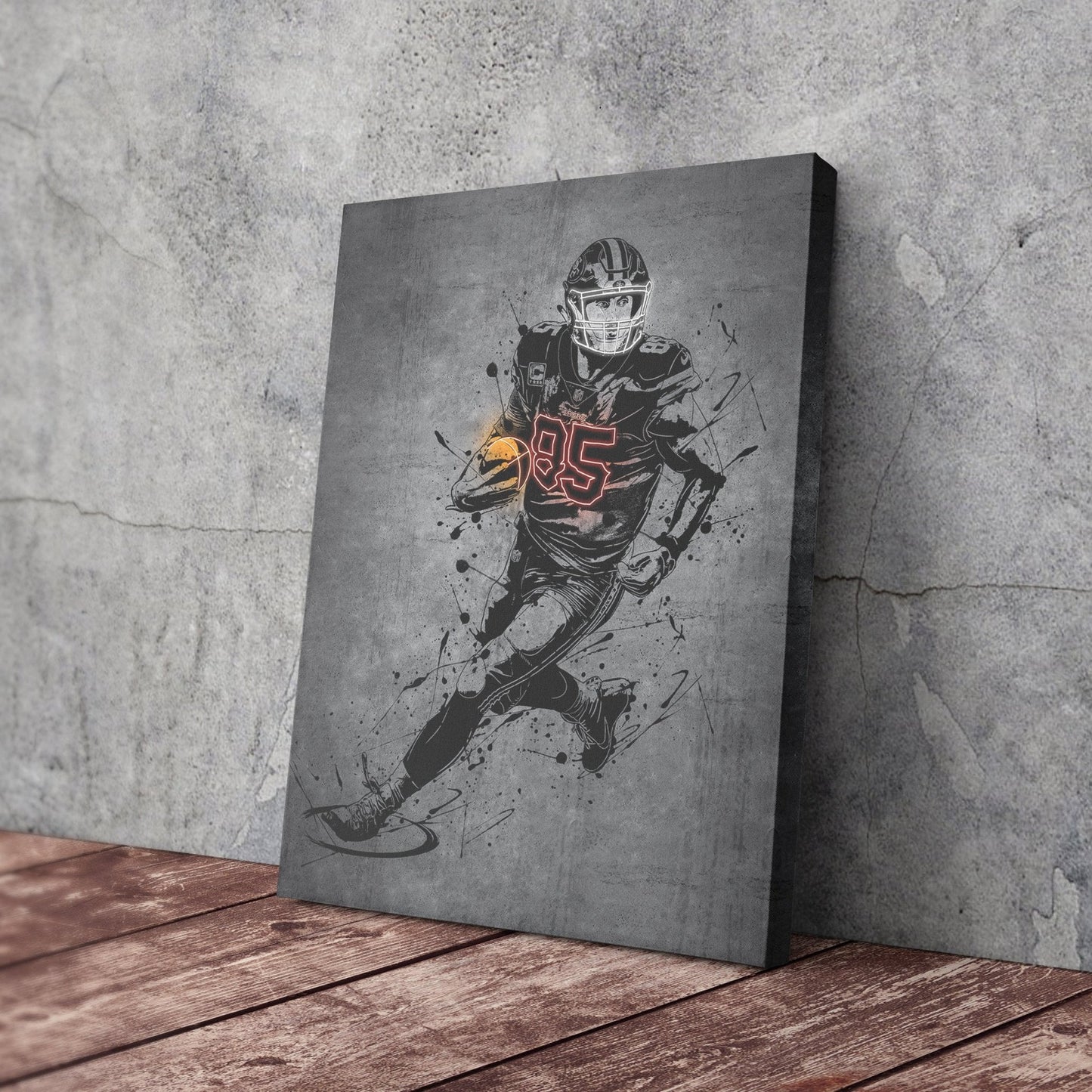 George Kittle Neon Canvas Art | Modern Wall Decor for 49ers Fans