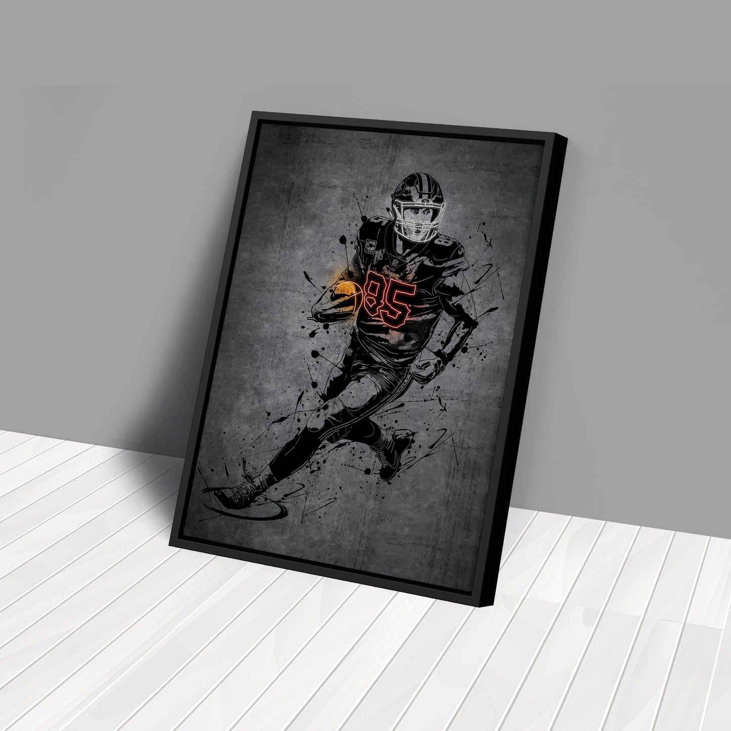 George Kittle Neon Canvas Art | Modern Wall Decor for 49ers Fans