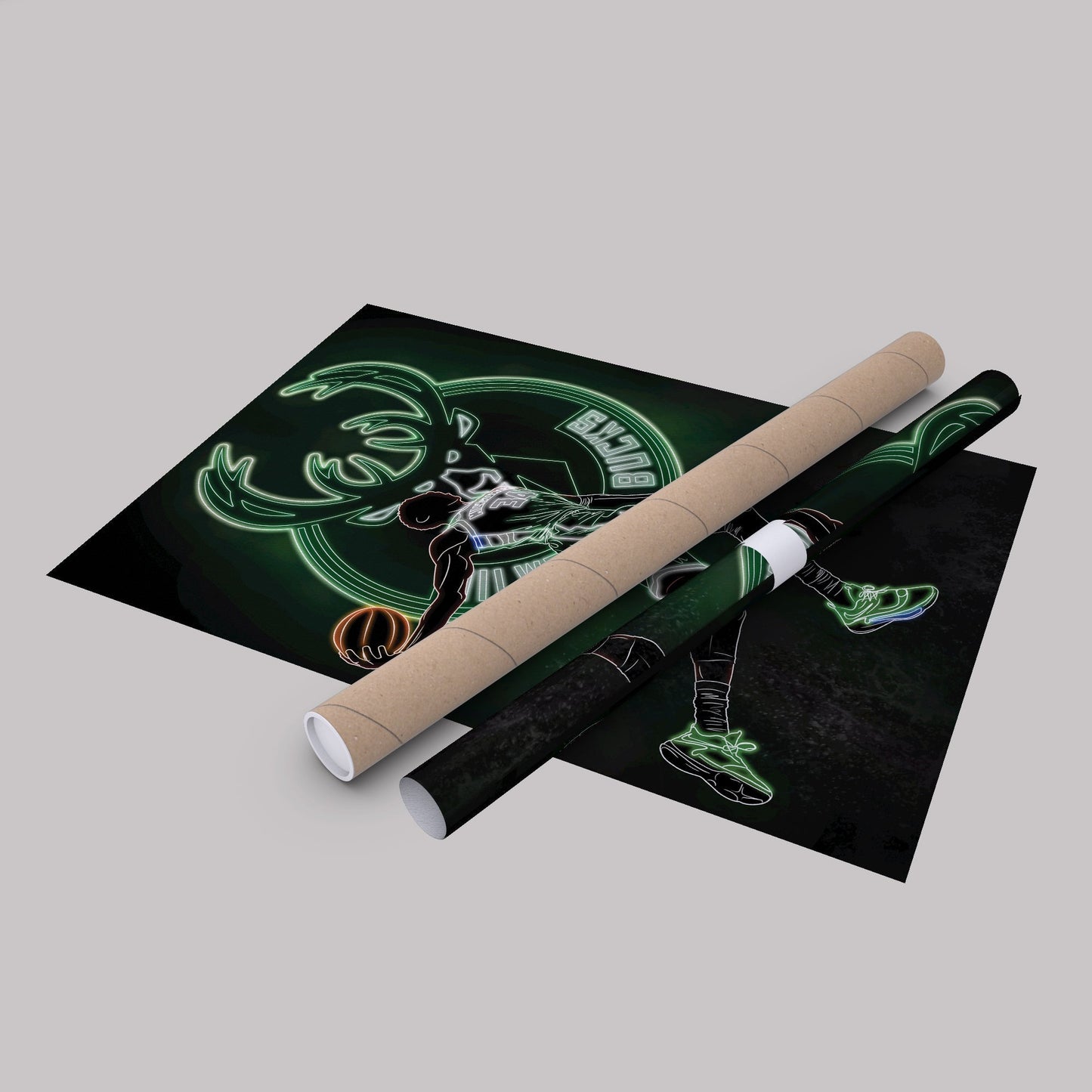 Giannis Antetokounmpo Neon Canvas Art | Bucks Wall Decor