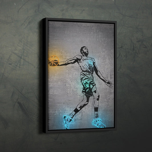 Giannis Antetokounmpo Neon Canvas Art | Modern Wall Decor for Bucks Fans