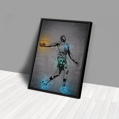 Giannis Antetokounmpo Neon Canvas Art | Modern Wall Decor for Bucks Fans
