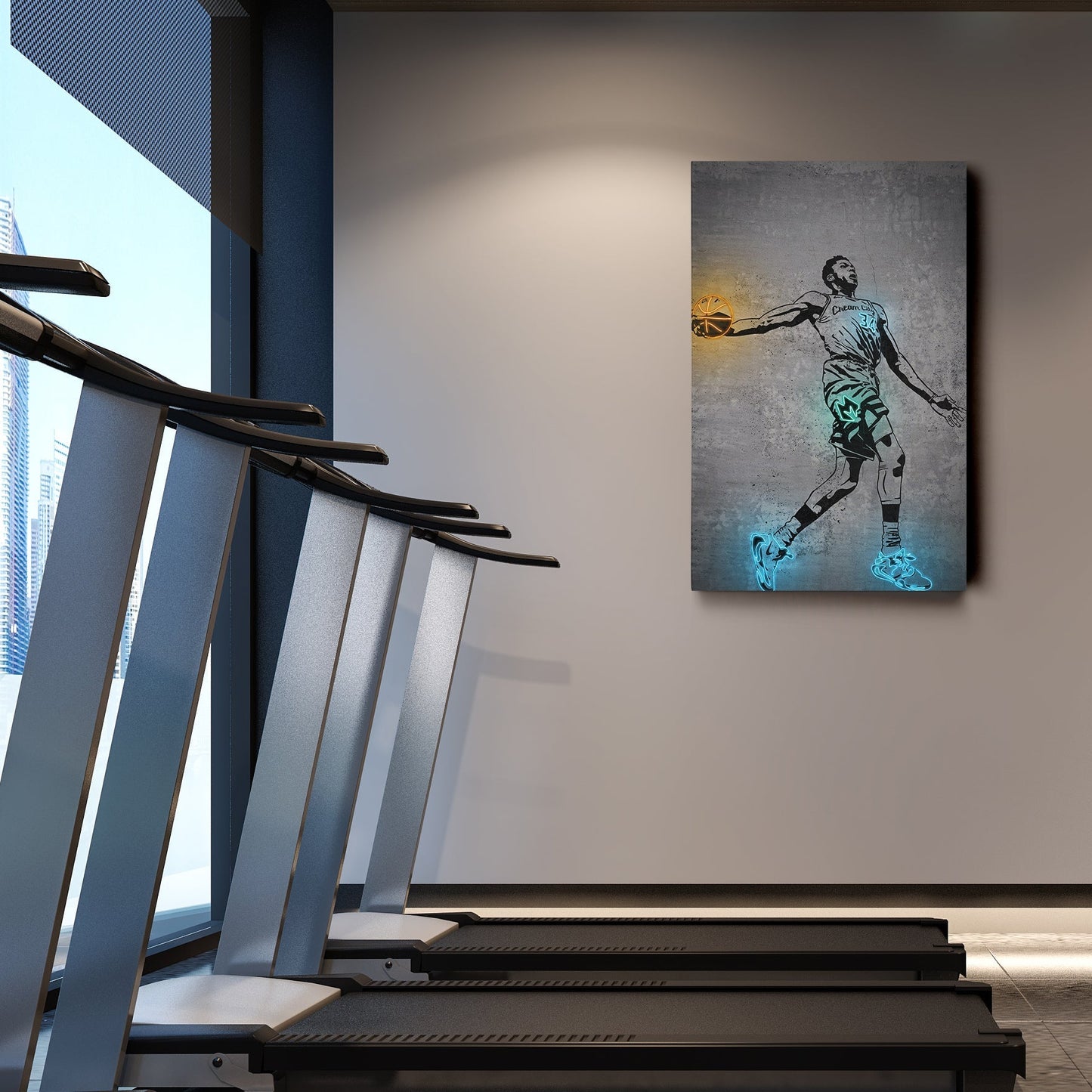 Giannis Antetokounmpo Neon Canvas Art | Modern Wall Decor for Bucks Fans