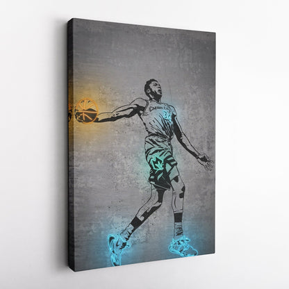 Giannis Antetokounmpo Neon Canvas Art | Modern Wall Decor for Bucks Fans