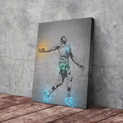 Giannis Antetokounmpo Neon Canvas Art | Modern Wall Decor for Bucks Fans