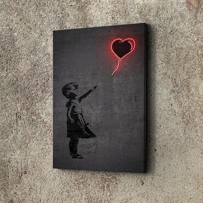 Girl with Balloon Canvas | Banksy Neon Wall Art