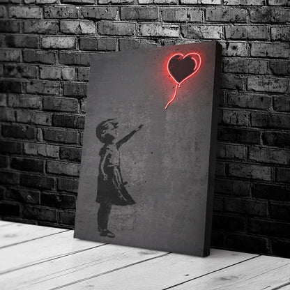 Girl with Balloon Canvas | Banksy Neon Wall Art