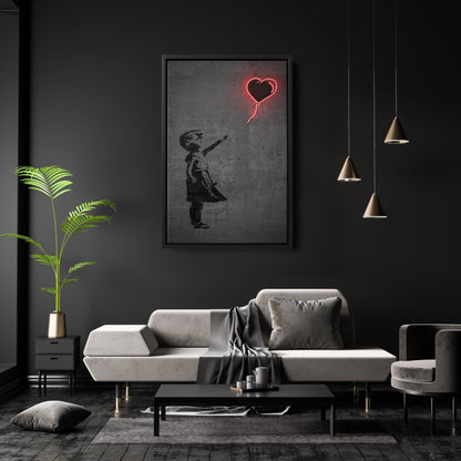 Girl with Balloon Canvas | Banksy Neon Wall Art