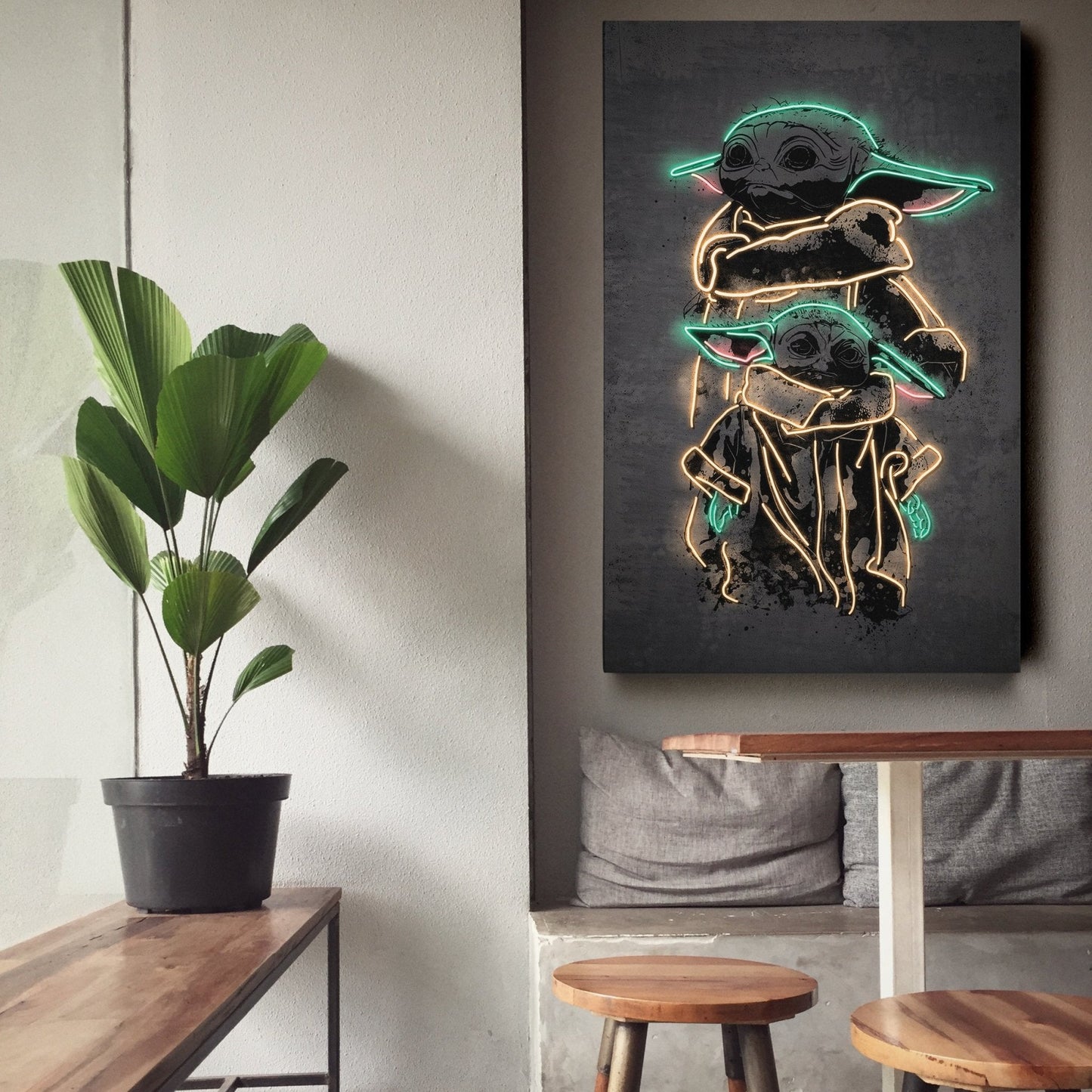 Grogu Canvas | Star Wars Neon Wall Art