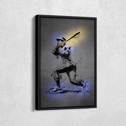 Hank Aaron Neon Canvas Art | Modern Wall Decor for Braves Fans