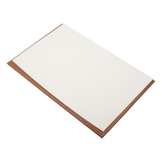 MOOG Leather Desk Pad With Wood Combination - White Leather