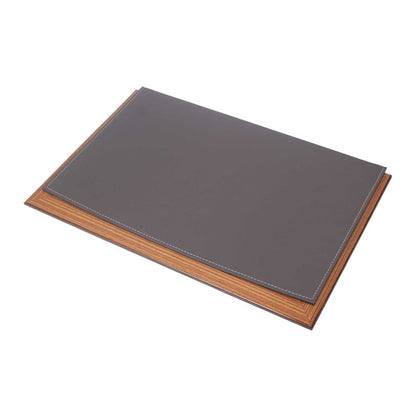 MOOG Leather Desk Pad With Wood Combination -Green Leather