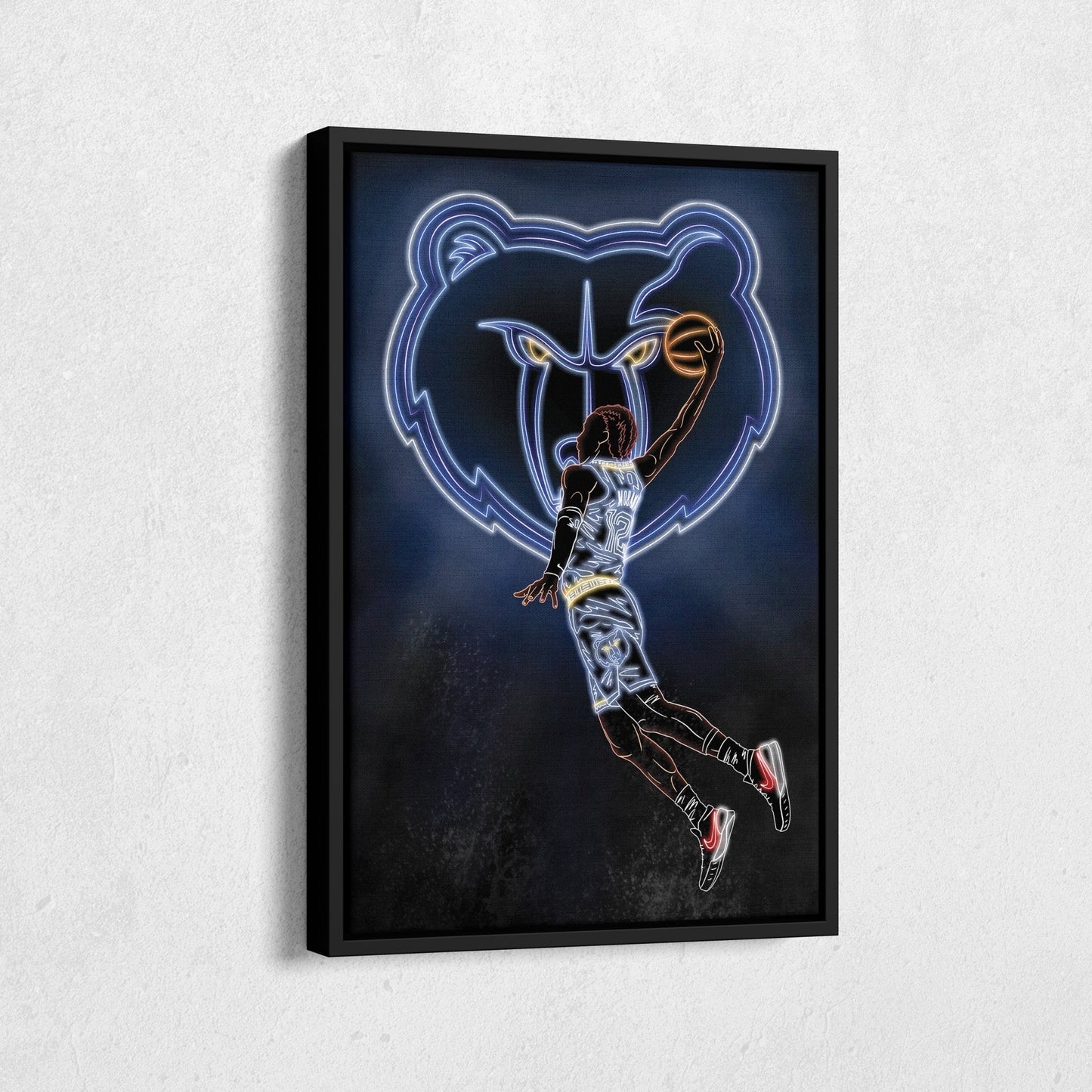 Ja Morant Neon Canvas Art | Grizzlies Wall Decor