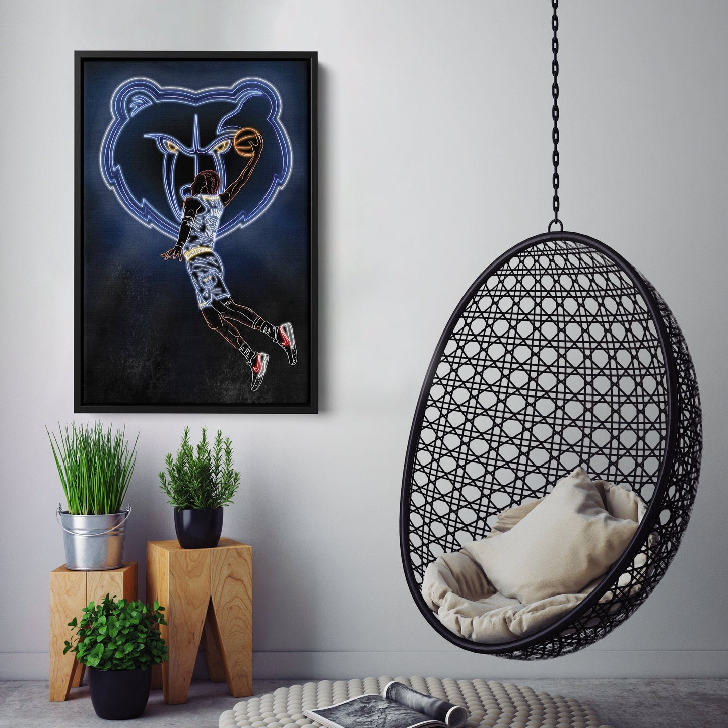 Ja Morant Neon Canvas Art | Grizzlies Wall Decor