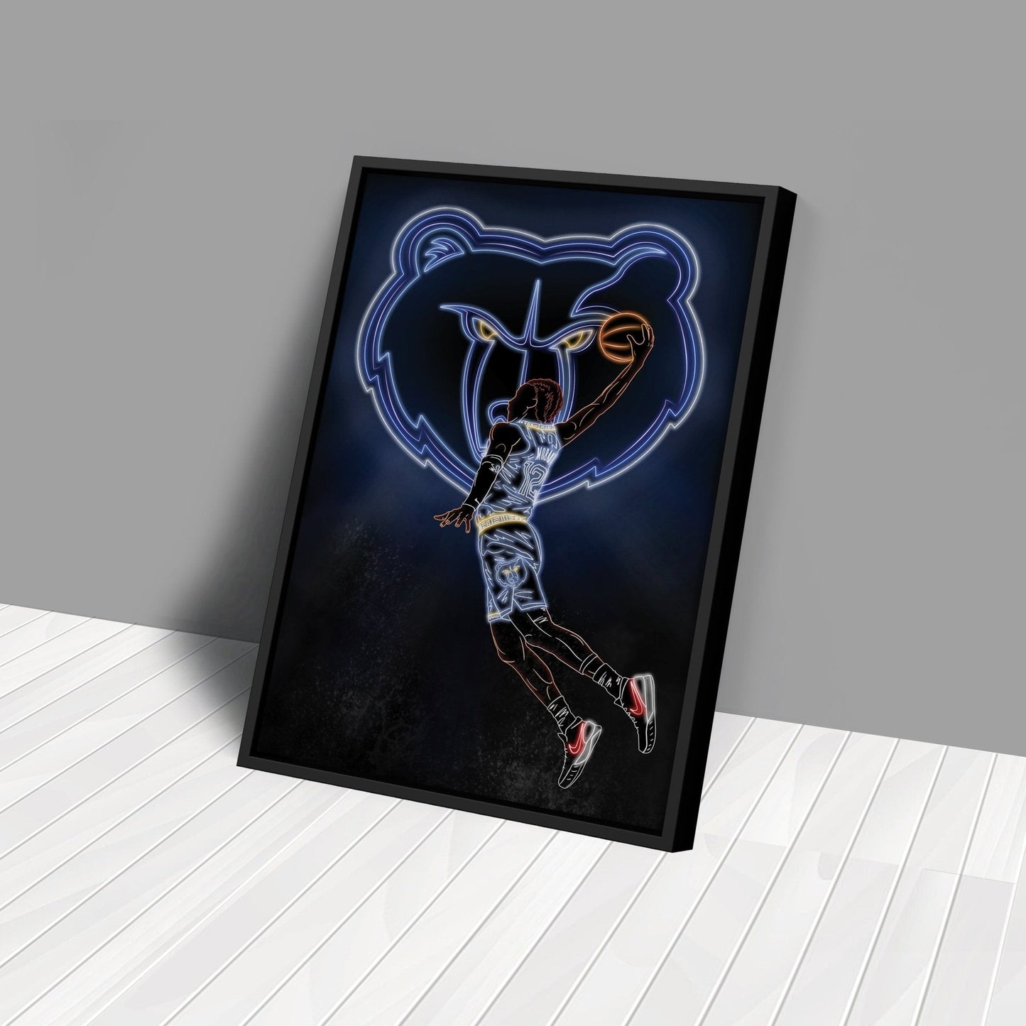 Ja Morant Neon Canvas Art | Grizzlies Wall Decor