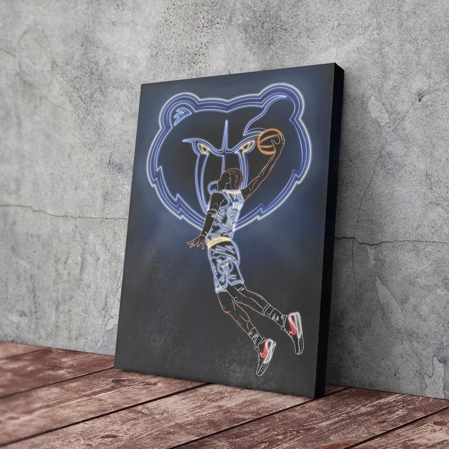 Ja Morant Neon Canvas Art | Grizzlies Wall Decor