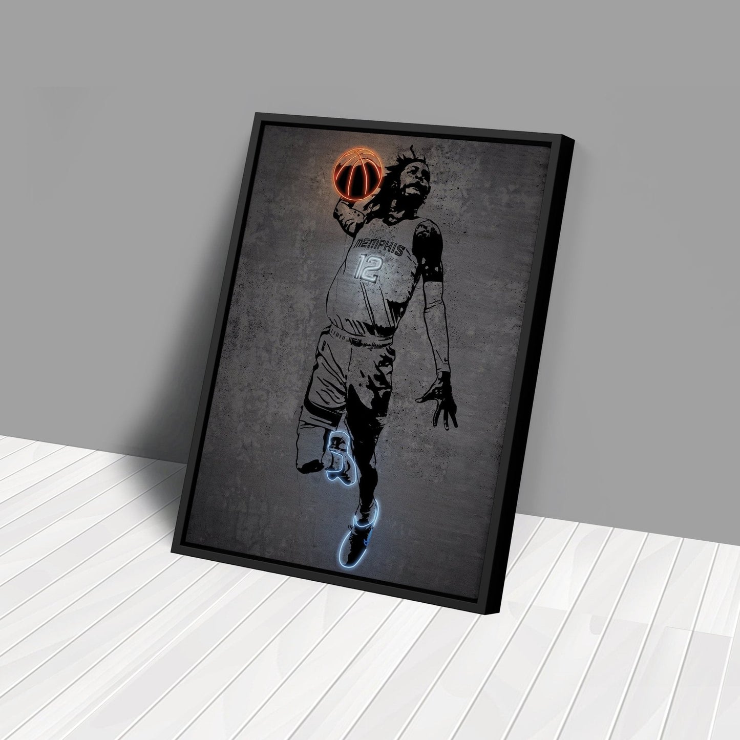 Ja Morant Neon Canvas Art | Modern Wall Decor for Grizzlies Fans
