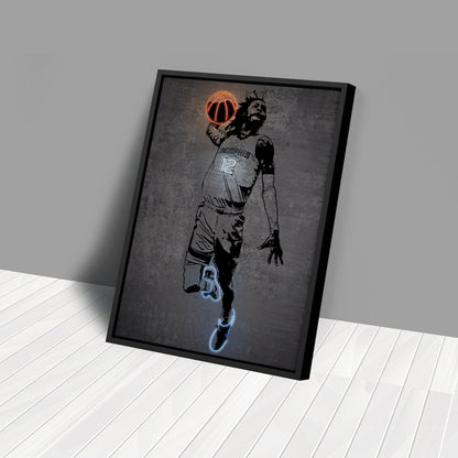 Ja Morant Neon Canvas Art | Modern Wall Decor for Grizzlies Fans