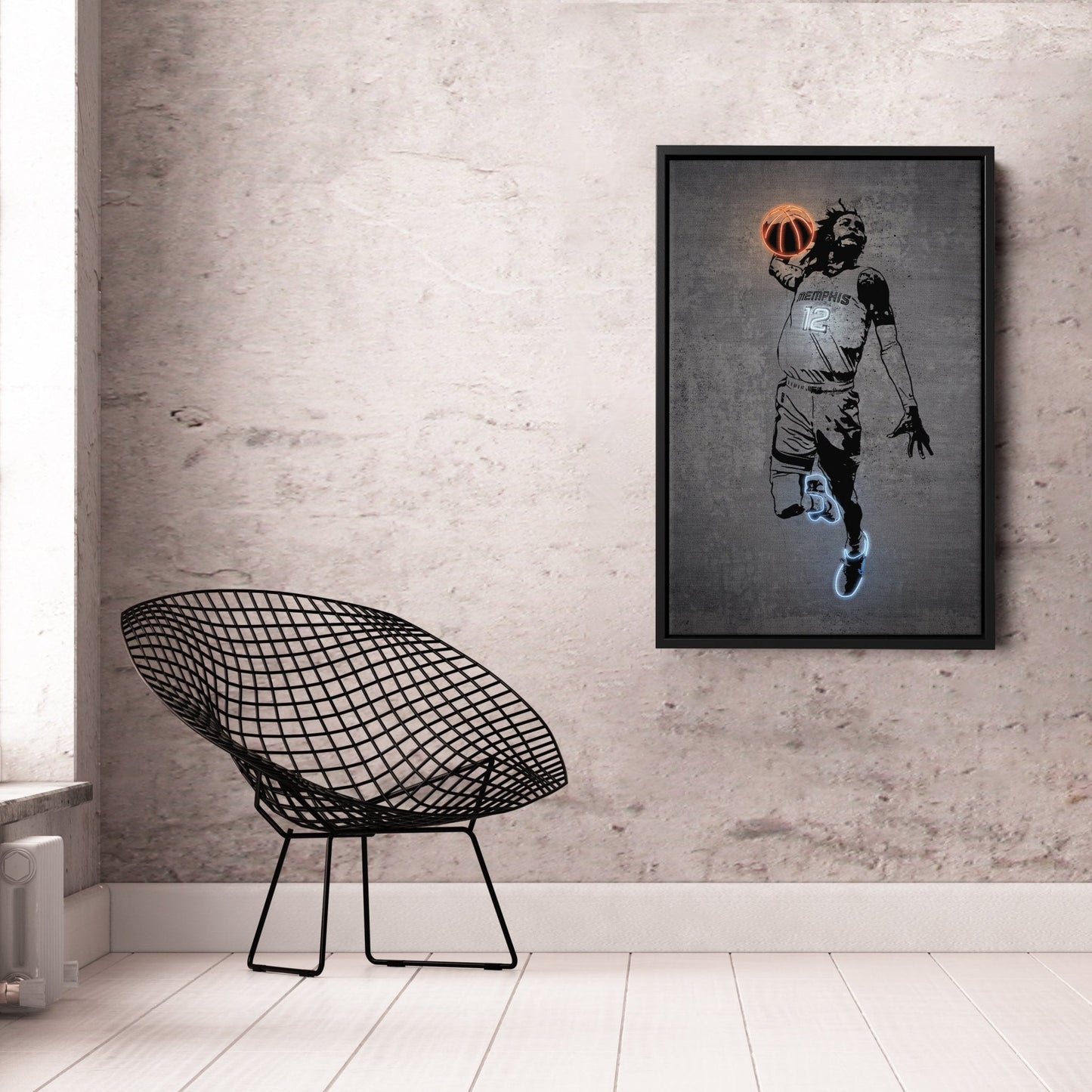 Ja Morant Neon Canvas Art | Modern Wall Decor for Grizzlies Fans