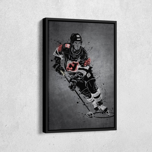 Jack Hughes Neon Canvas Art | Modern Wall Decor for Devils Fans