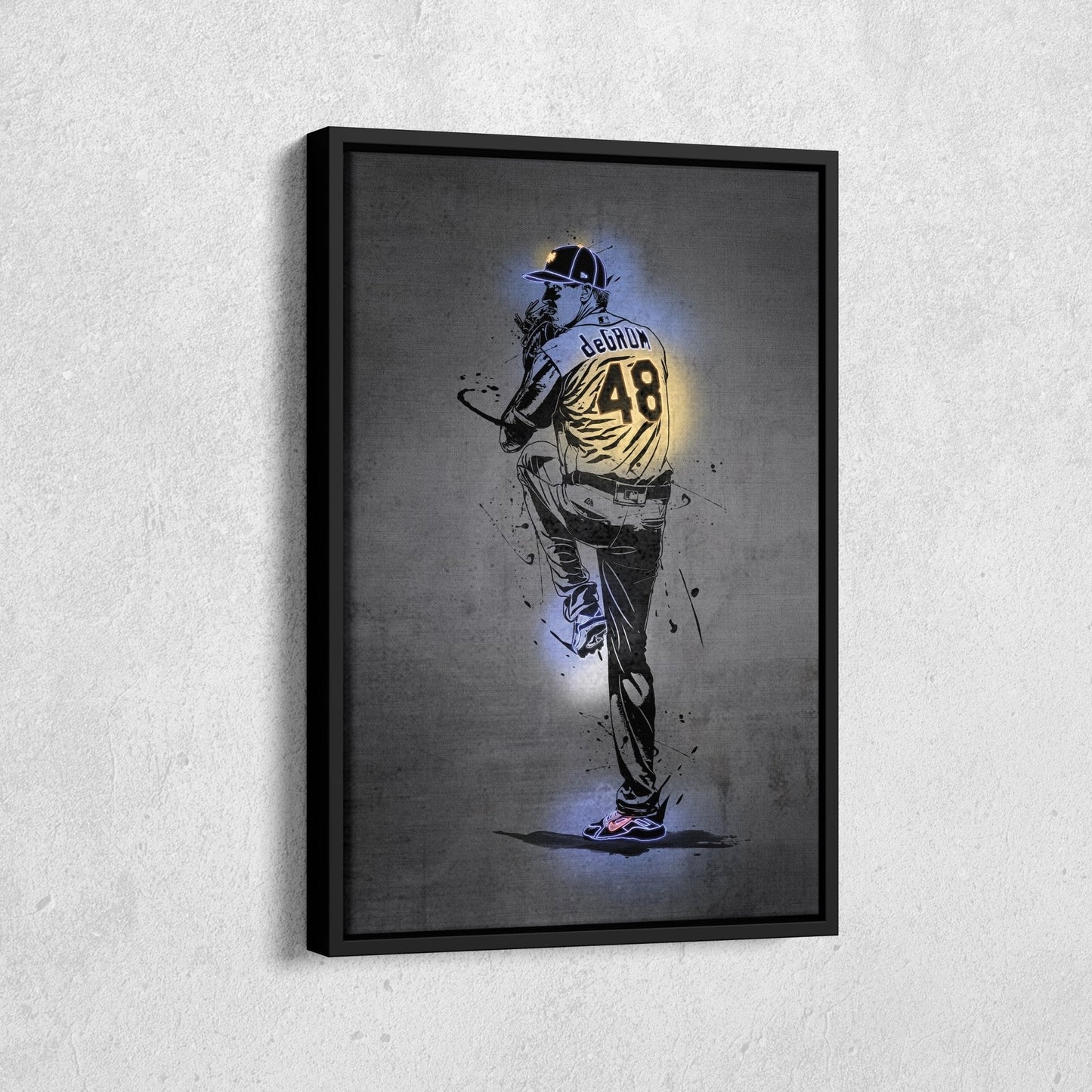 Jacob deGrom Neon Canvas Art | Modern Wall Decor for Mets Fans