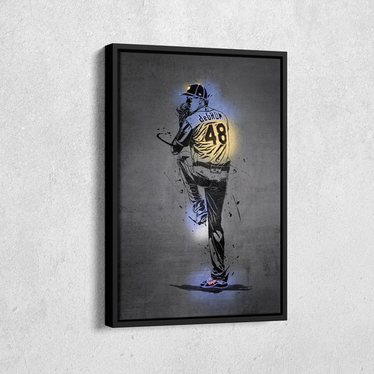 Jacob deGrom Neon Canvas Art | Modern Wall Decor for Mets Fans