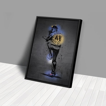 Jacob deGrom Neon Canvas Art | Modern Wall Decor for Mets Fans