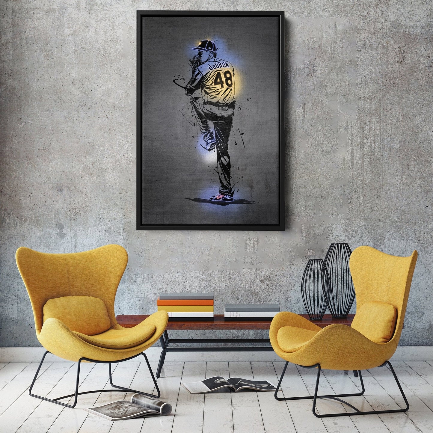 Jacob deGrom Neon Canvas Art | Modern Wall Decor for Mets Fans