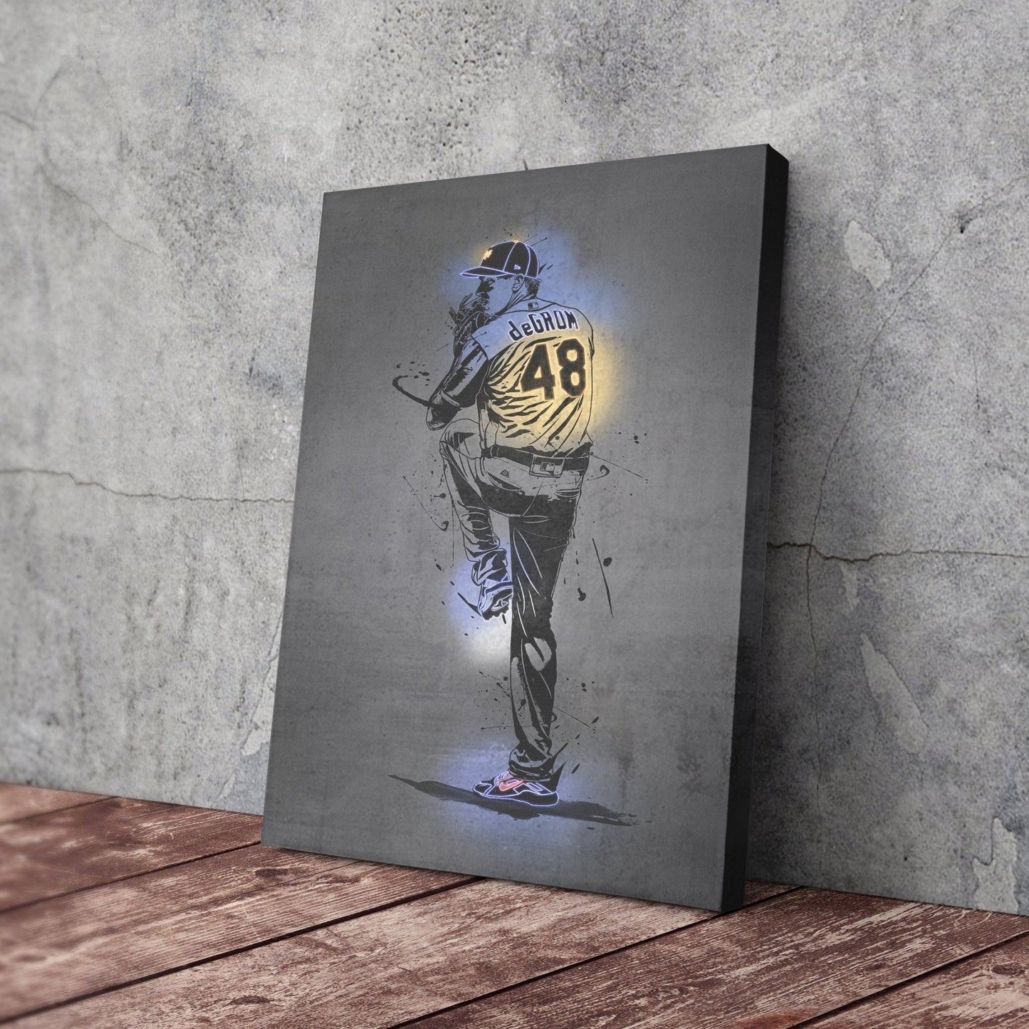 Jacob deGrom Neon Canvas Art | Modern Wall Decor for Mets Fans