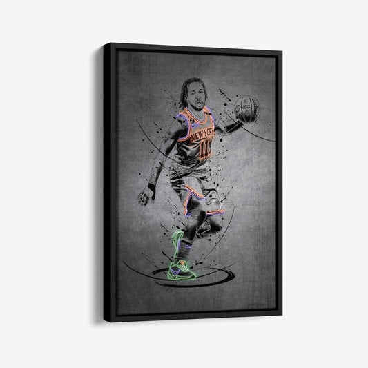 Jalen Brunson Neon Canvas Art | Modern Wall Decor for Knicks Fans