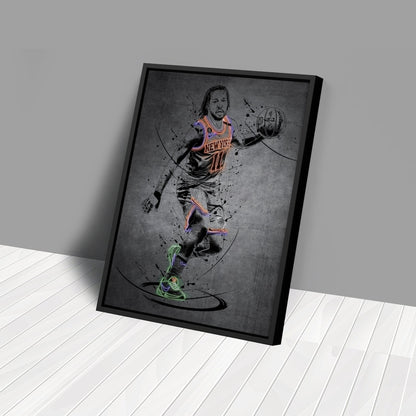 Jalen Brunson Neon Canvas Art | Modern Wall Decor for Knicks Fans