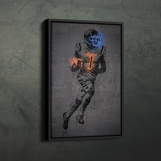 Ja'Marr Chase Neon Canvas Art | Modern Wall Decor for Bengals Fans