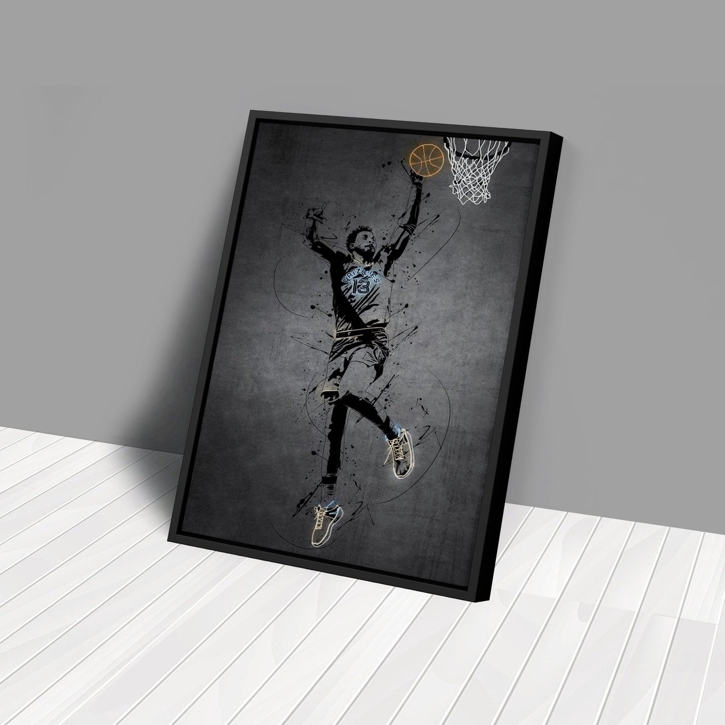 Jaren Jackson Jr Neon Canvas Art | Modern Wall Decor for Grizzlies Fans