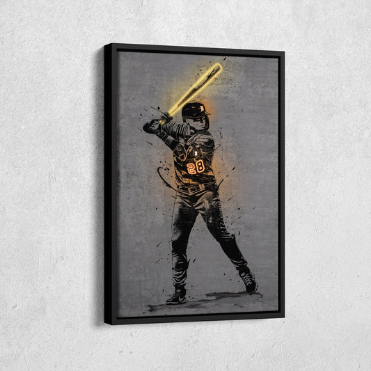 Javier Báez Neon Canvas Art | Modern Wall Decor for Tigers Fans