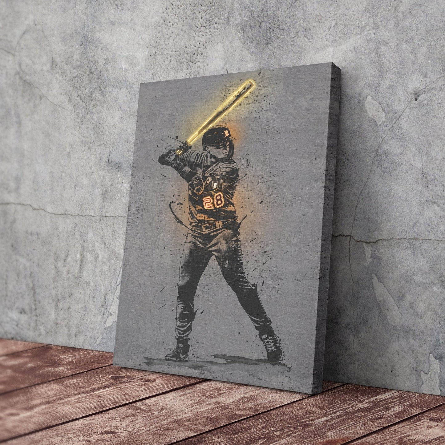 Javier Báez Neon Canvas Art | Modern Wall Decor for Tigers Fans