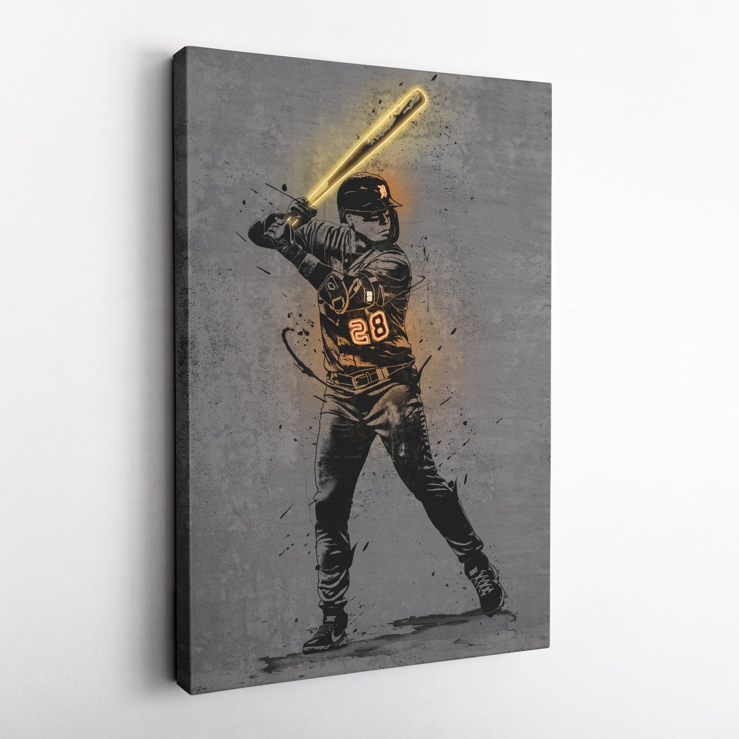 Javier Báez Neon Canvas Art | Modern Wall Decor for Tigers Fans