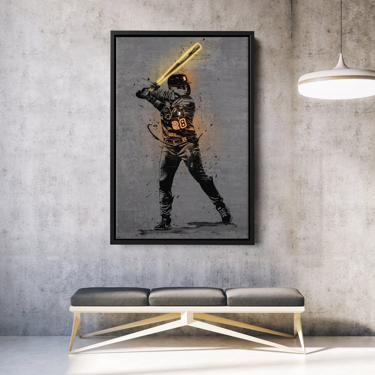 Javier Báez Neon Canvas Art | Modern Wall Decor for Tigers Fans