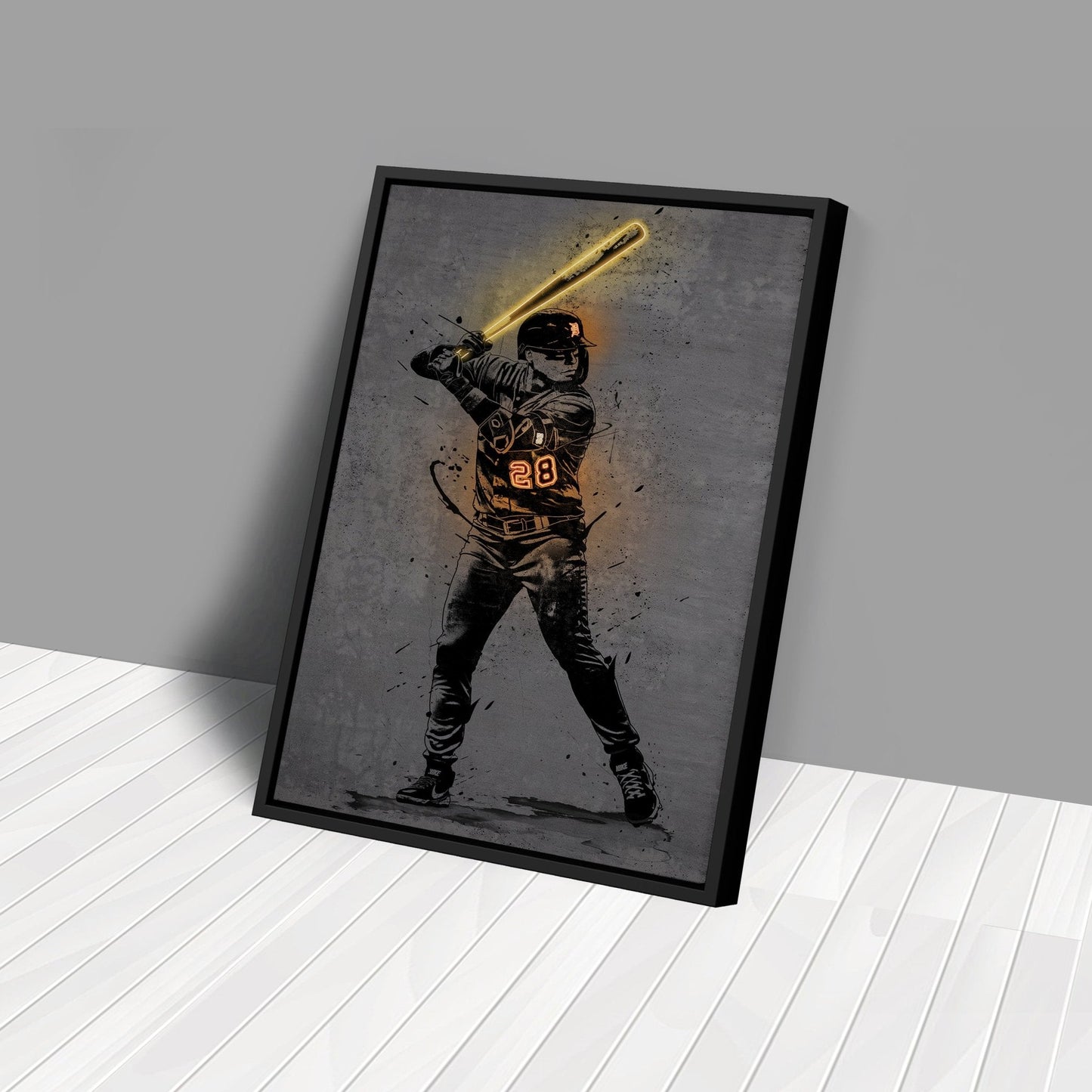 Javier Báez Neon Canvas Art | Modern Wall Decor for Tigers Fans