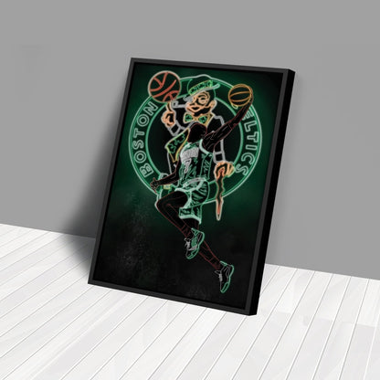 Jaylen Brown Neon Canvas Art | Celtics Wall Decor