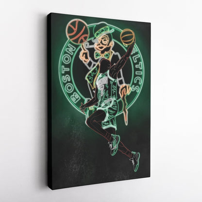 Jaylen Brown Neon Canvas Art | Celtics Wall Decor