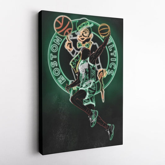 Jaylen Brown Neon Canvas Art | Celtics Wall Decor