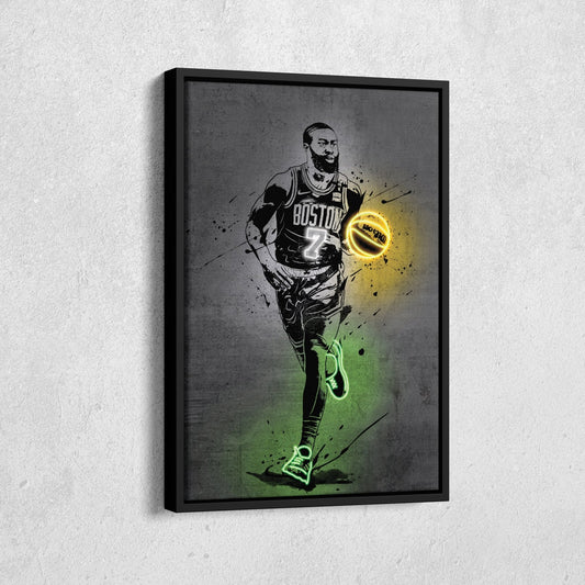 Jaylen Brown Neon Canvas Art | Modern Wall Decor for Celtics Fans