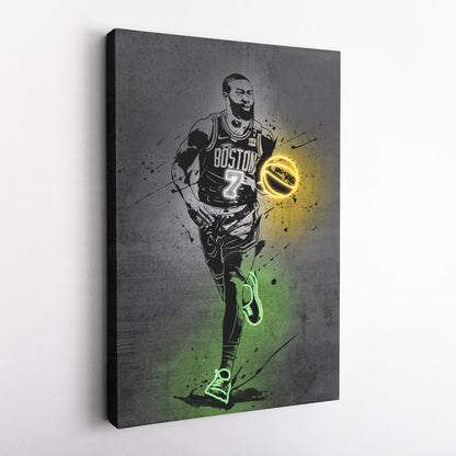 Jaylen Brown Neon Canvas Art | Modern Wall Decor for Celtics Fans
