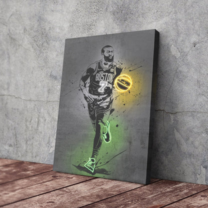 Jaylen Brown Neon Canvas Art | Modern Wall Decor for Celtics Fans