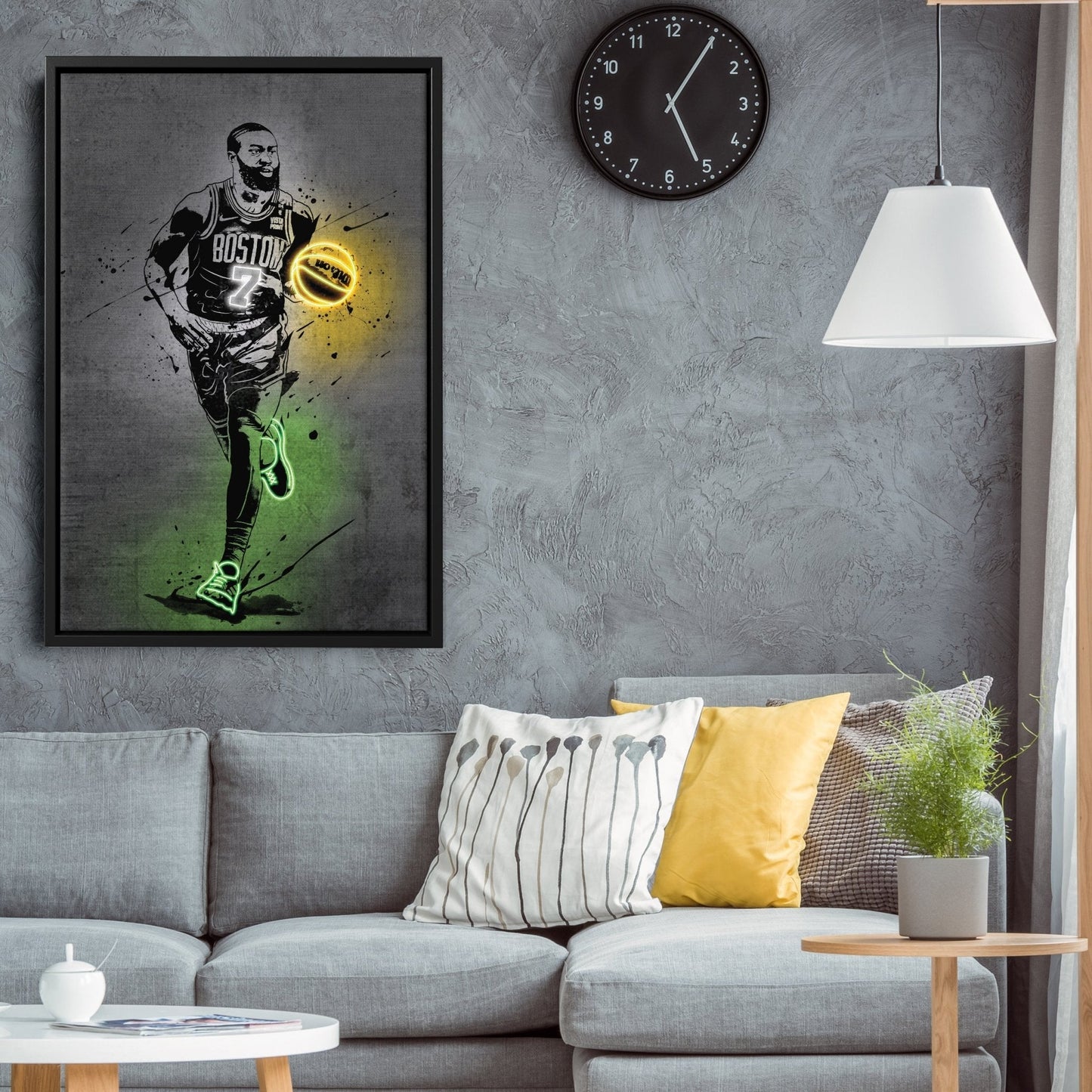 Jaylen Brown Neon Canvas Art | Modern Wall Decor for Celtics Fans
