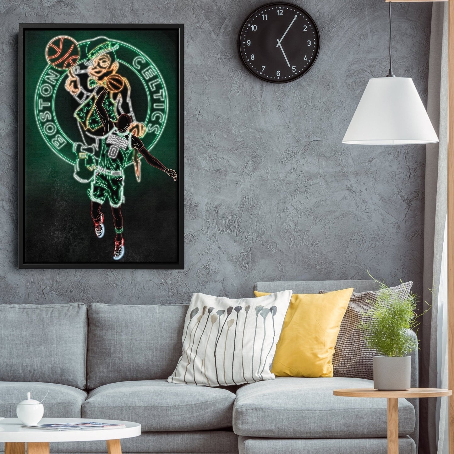 Jayson Tatum Neon Canvas Art | Celtics Wall Decor