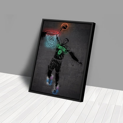 Jayson Tatum Neon Canvas Art | Modern Wall Decor for Celtics Fans