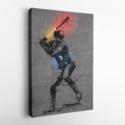 Jeremy Peña Neon Canvas Art | Modern Wall Decor for Astros Fans