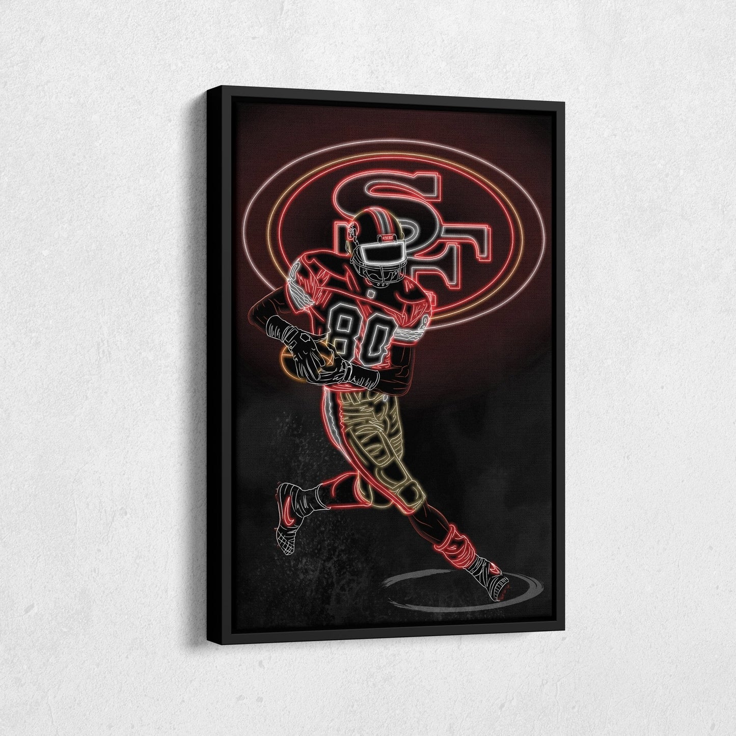 Jerry Rice Neon Canvas Art | 49ers Wall Decor