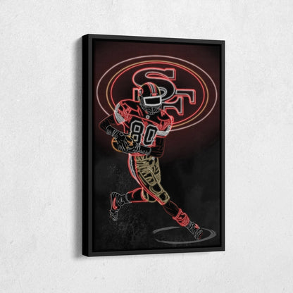 Jerry Rice Neon Canvas Art | 49ers Wall Decor